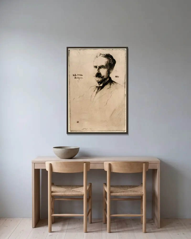 Porträtt av Dr. Robert F. Weir 3 av Julian Alden Weir inramad på en vägg