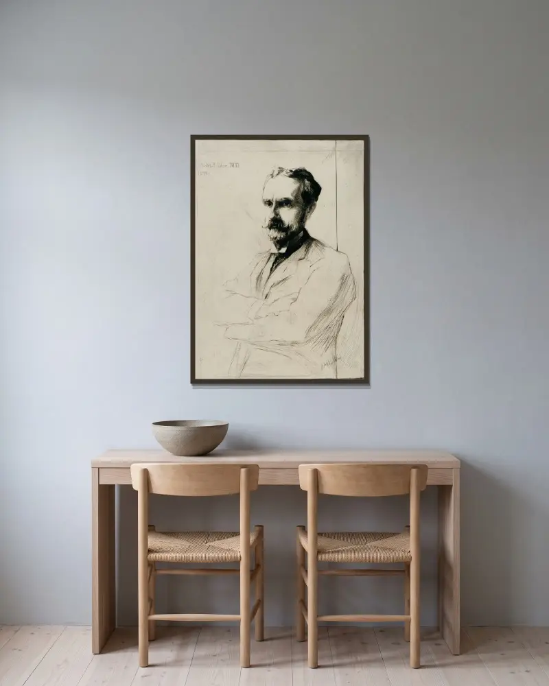Porträtt av Dr. Robert F. Weir av Julian Alden Weir inramad på en vägg