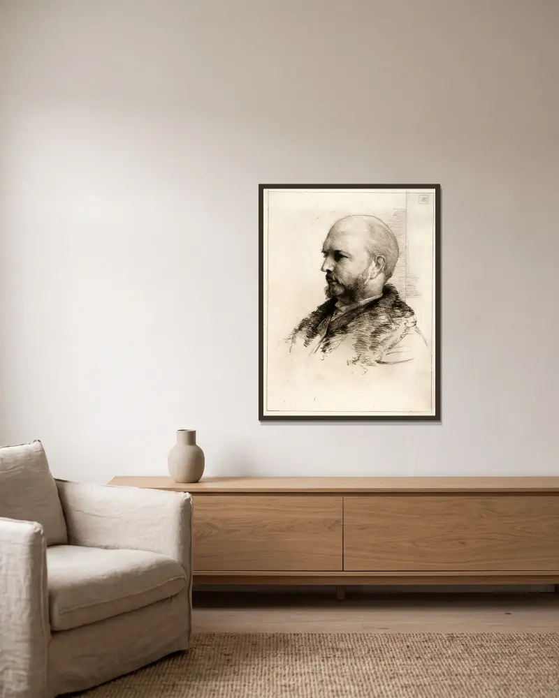 Porträtt av Robert Hoe 2 av Julian Alden Weir inramad på en vägg