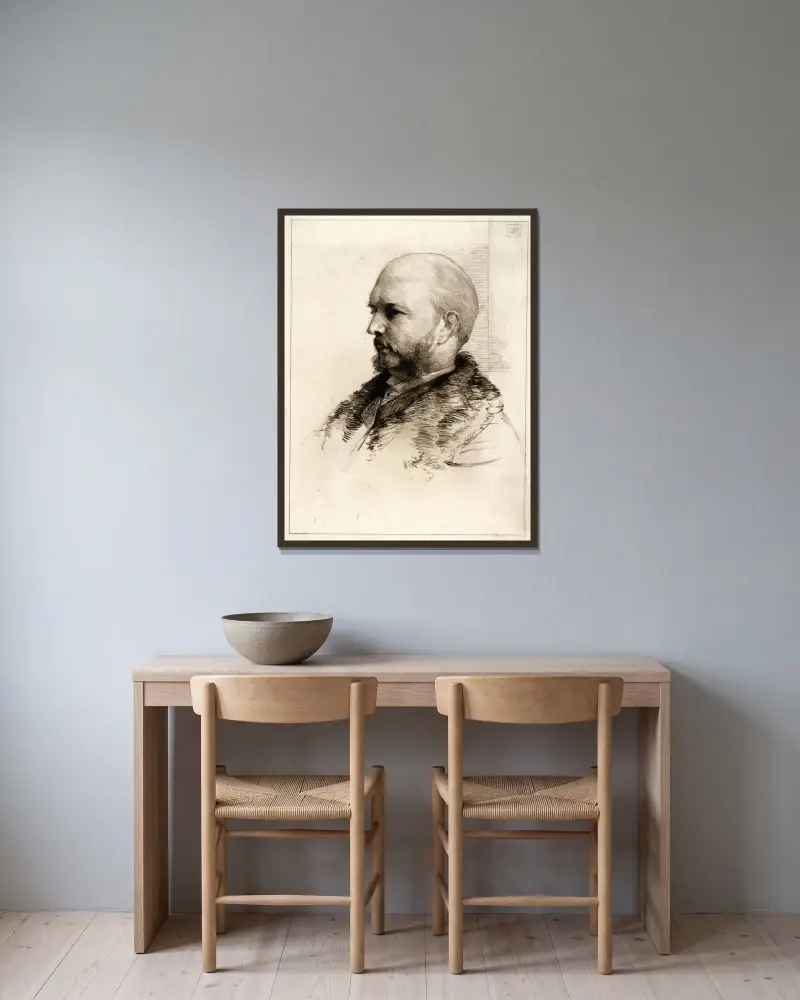 Porträtt av Robert Hoe 2 av Julian Alden Weir inramad på en vägg
