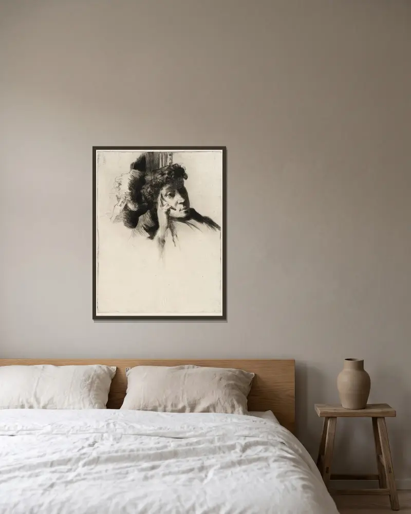 Reflektioner nr 2 av Julian Alden Weir inramad på en vägg