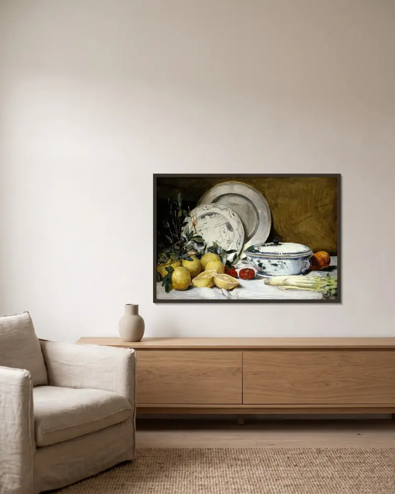 Still Life von Julian Alden Weir gerahmt an einer Wand