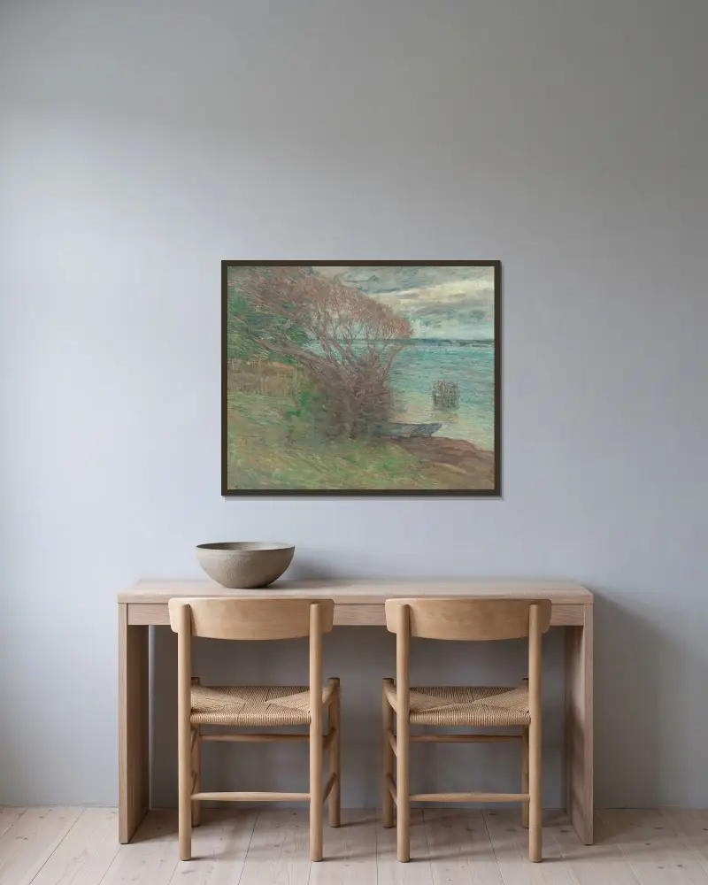 Stranden, Nassau av Julian Alden Weir inramad på en vägg