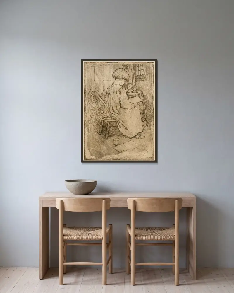Lilla konstnären av Julian Alden Weir inramad på en vägg