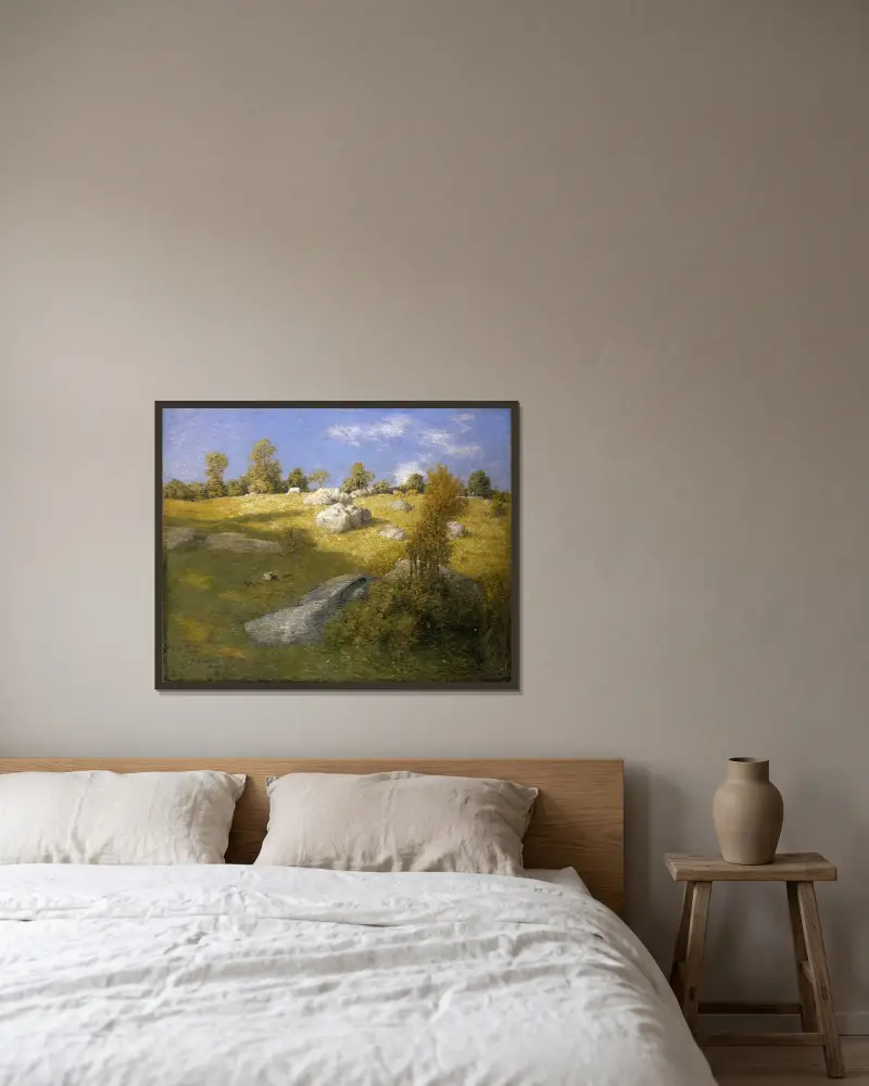 Upland Pasture av Julian Alden Weir inramad på en vägg