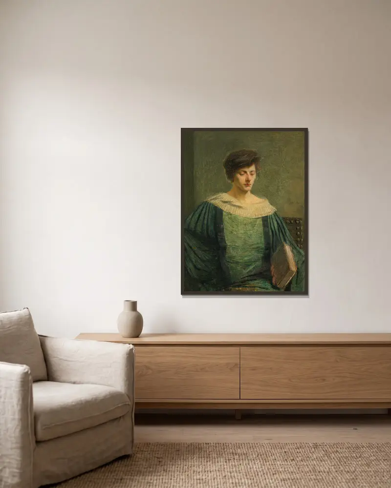 Lesende Frau von Julian Alden Weir gerahmt an einer Wand
