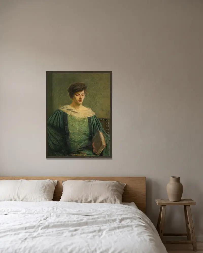 Lesende Frau von Julian Alden Weir gerahmt an einer Wand