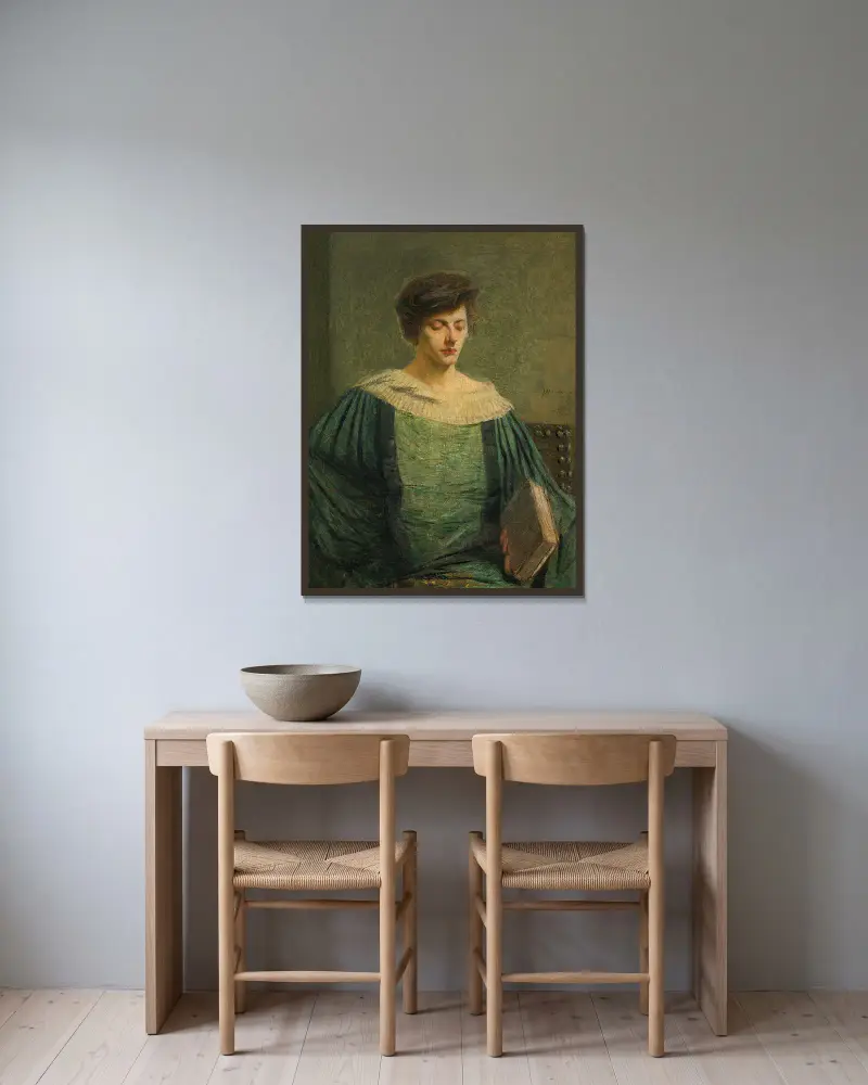 Lesende Frau von Julian Alden Weir gerahmt an einer Wand