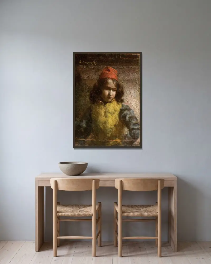 A Florentine Page av Aleksander Gierymski inramad på en vägg