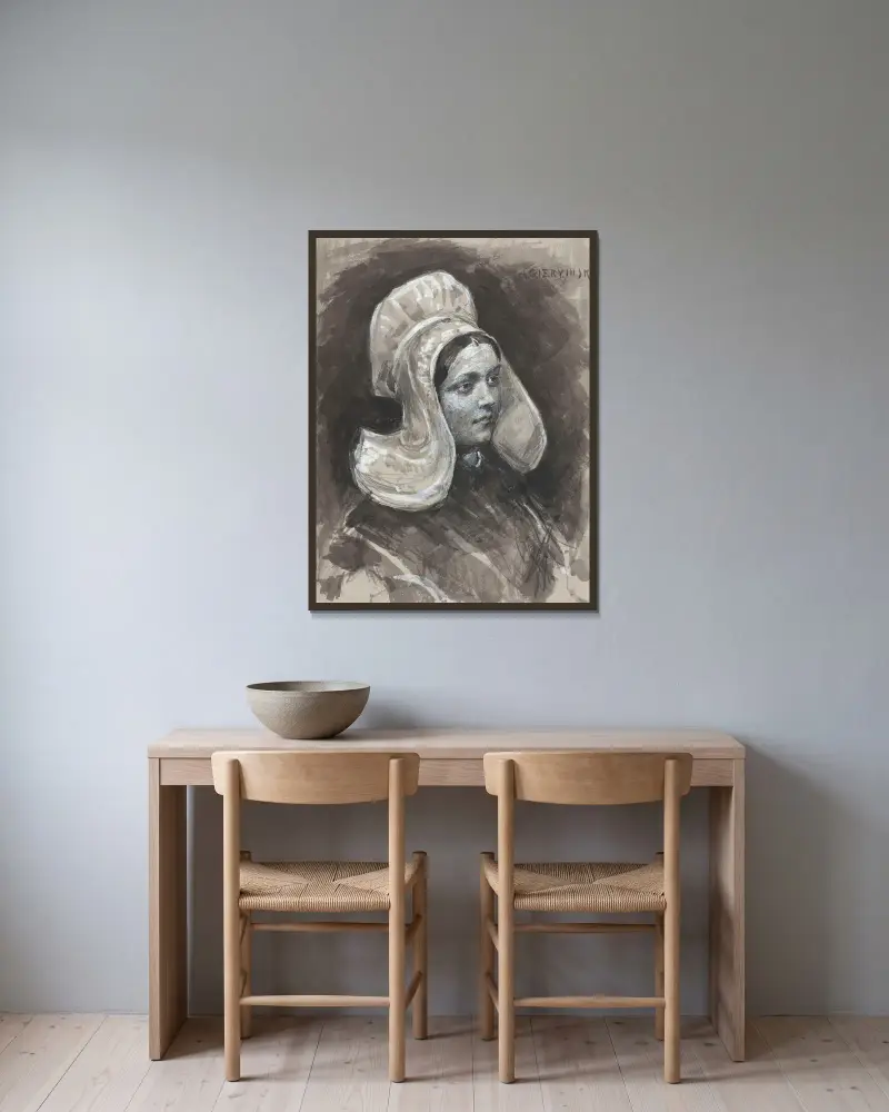 Bretonka, studie, Aleksander Gierymski v rámu na stěně