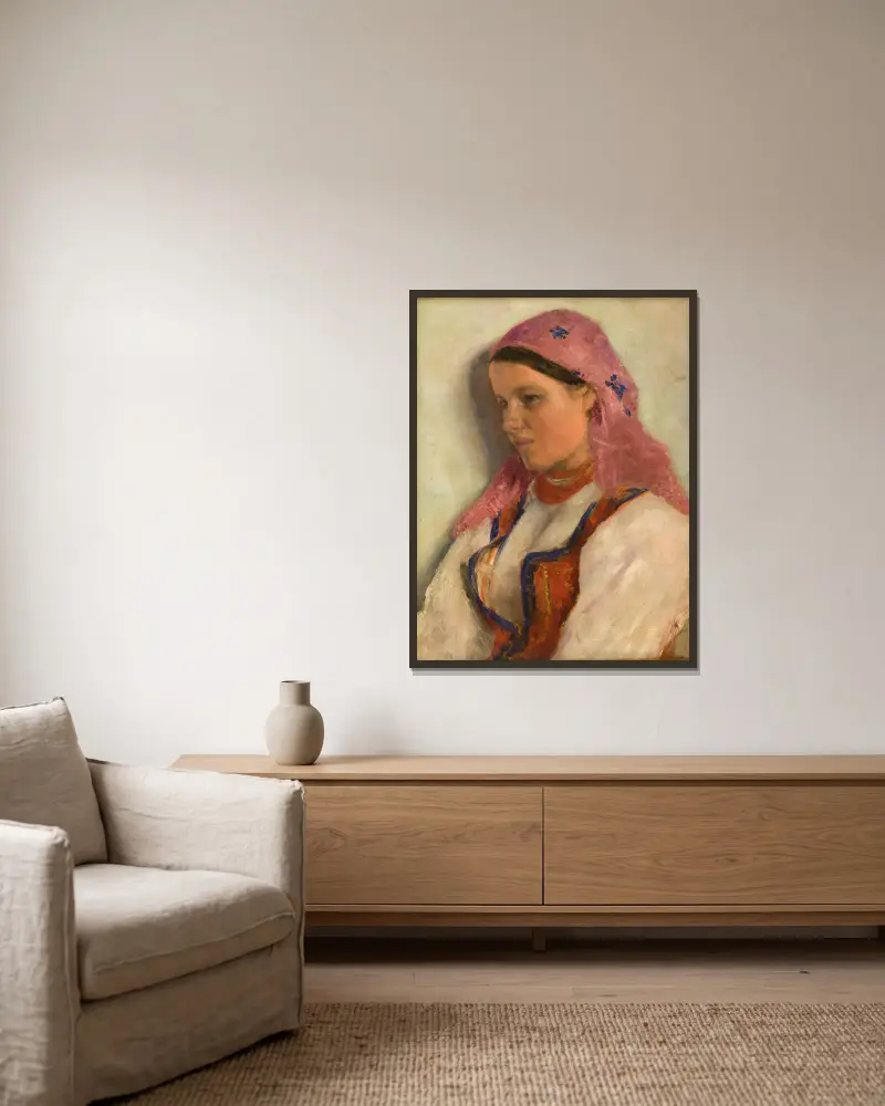Mädchen aus Bronowice von Aleksander Gierymski gerahmt an einer Wand