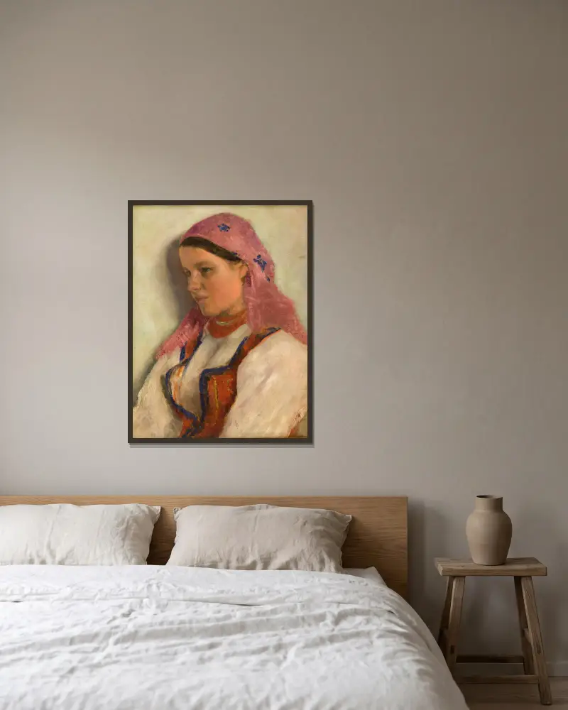 Mädchen aus Bronowice von Aleksander Gierymski gerahmt an einer Wand