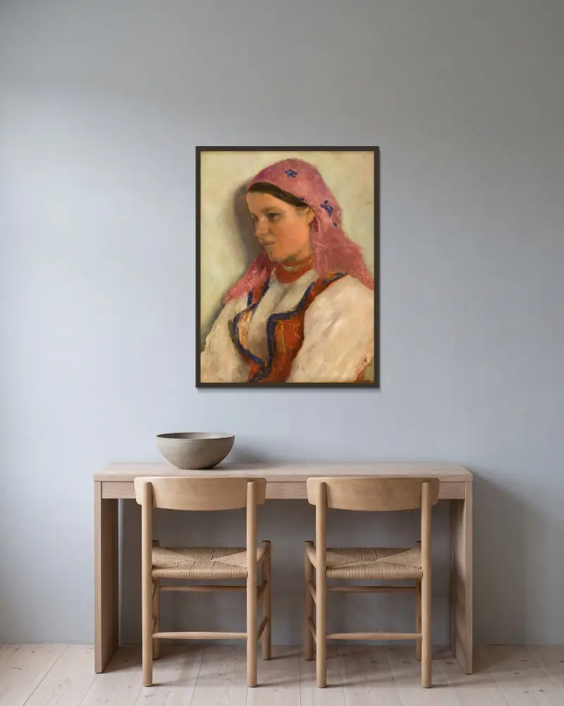 Mädchen aus Bronowice von Aleksander Gierymski gerahmt an einer Wand