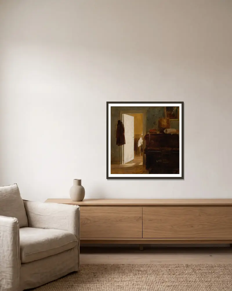 Interieur der Wohnung der Familie Gierymski in München von Aleksander Gierymski gerahmt an einer Wand