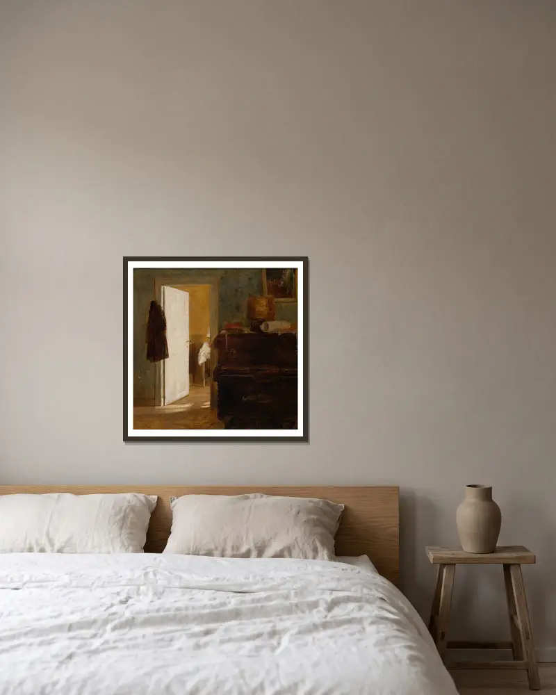 Interieur der Wohnung der Familie Gierymski in München von Aleksander Gierymski gerahmt an einer Wand