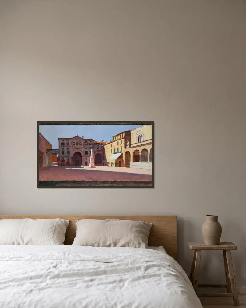 Piazza di Dante i Verona av Aleksander Gierymski inramad på en vägg
