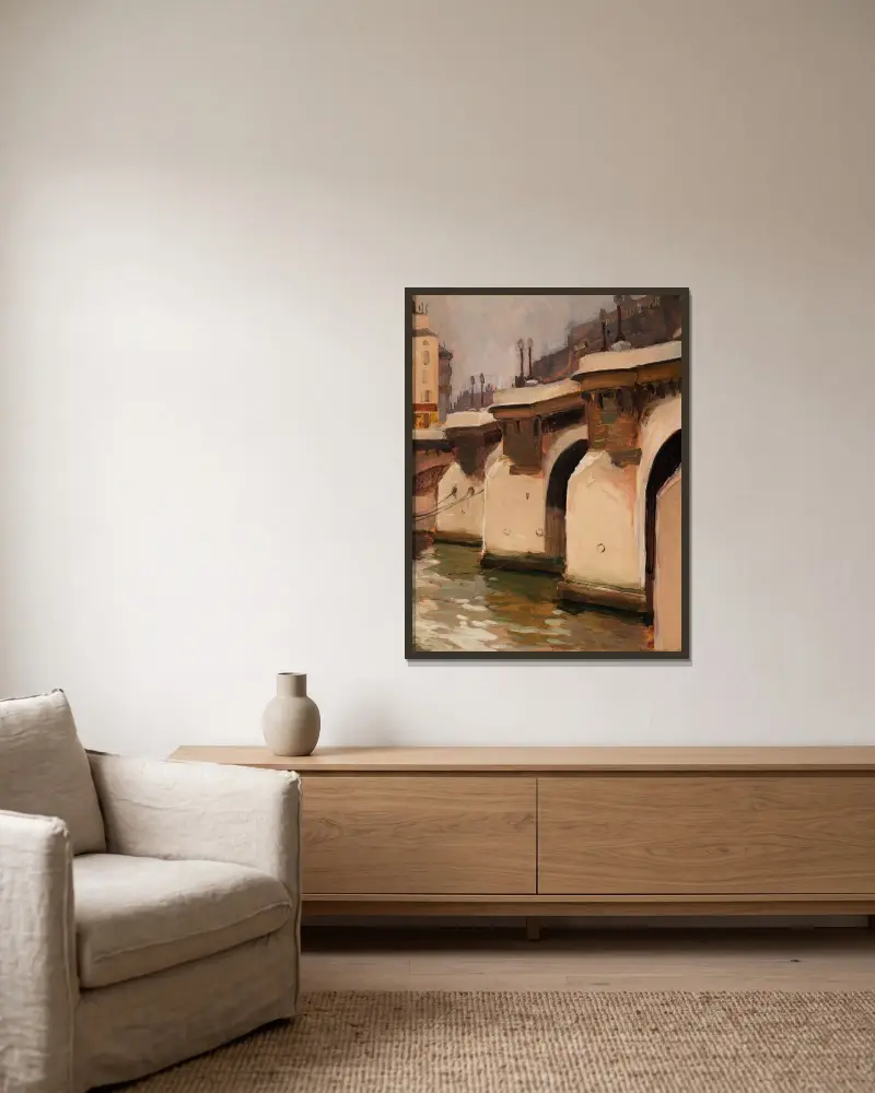 Pont Neuf i Paris av Aleksander Gierymski inramad på en vägg