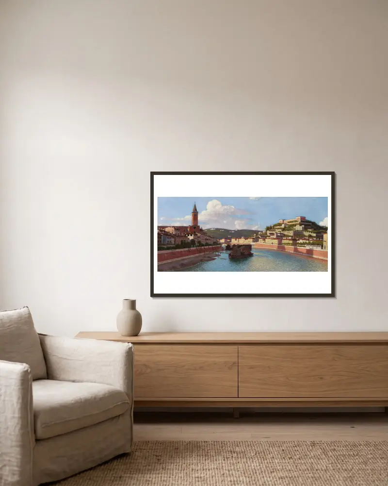View of Verona av Aleksander Gierymski inramad på en vägg