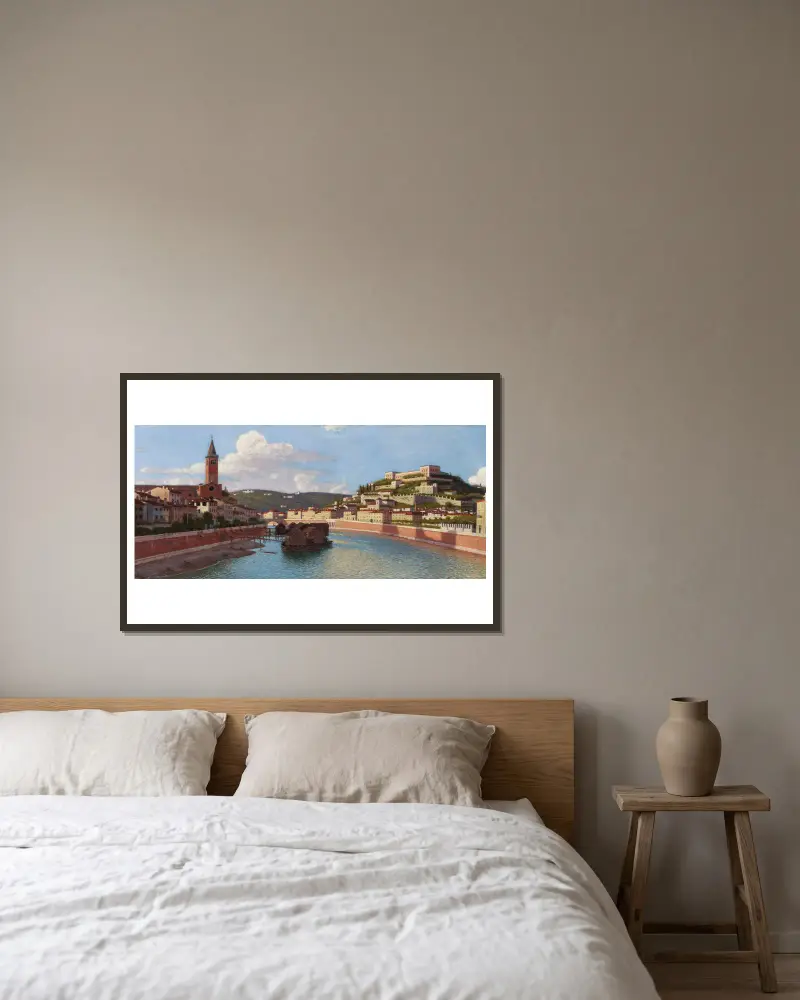 View of Verona av Aleksander Gierymski inramad på en vägg