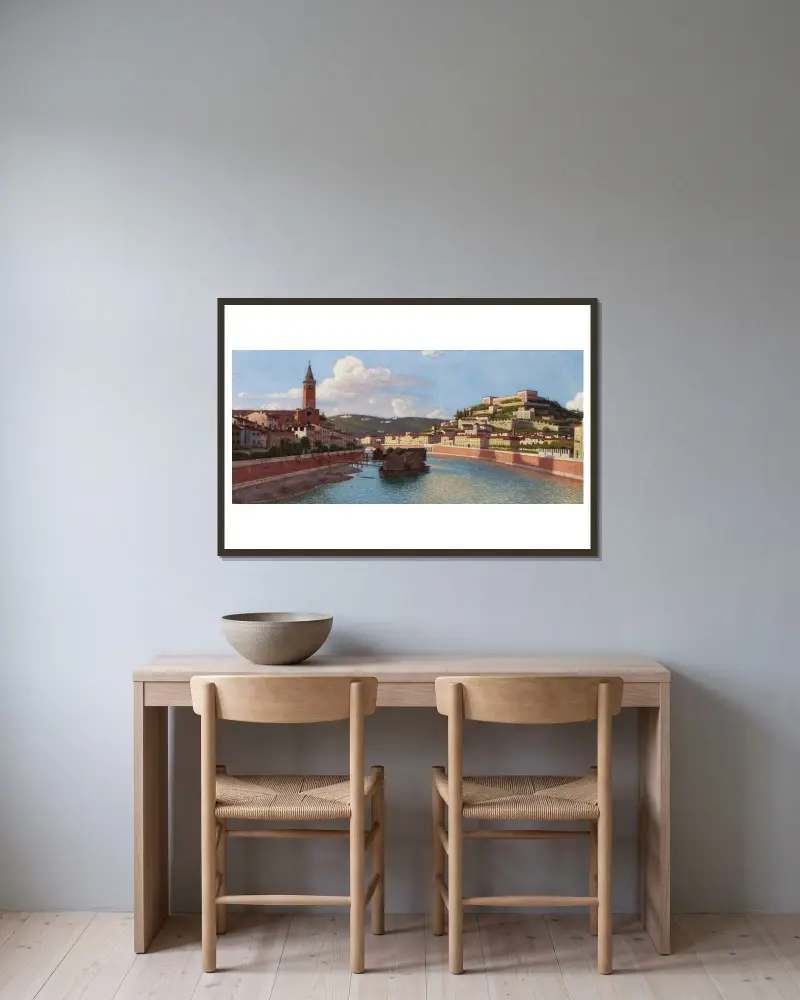 View of Verona av Aleksander Gierymski inramad på en vägg