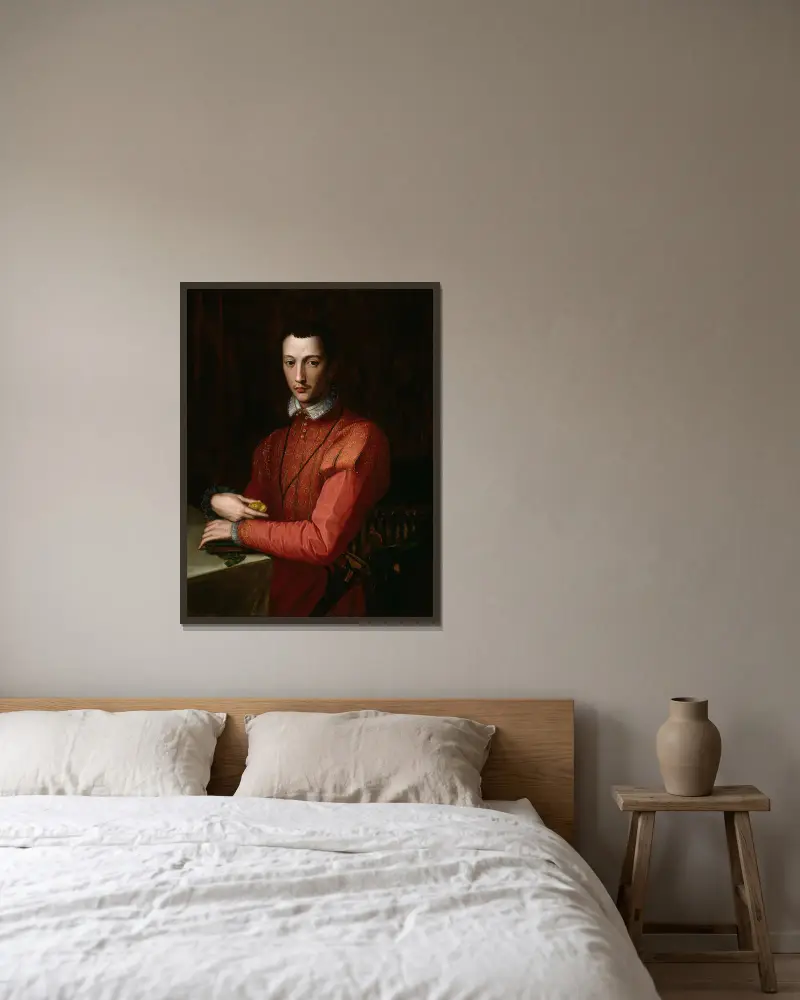 Francesco de’ Medici av Alessandro Allori inramad på en vägg