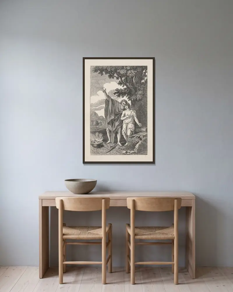Abrahams Glaube von Alexander Anderson gerahmt an einer Wand
