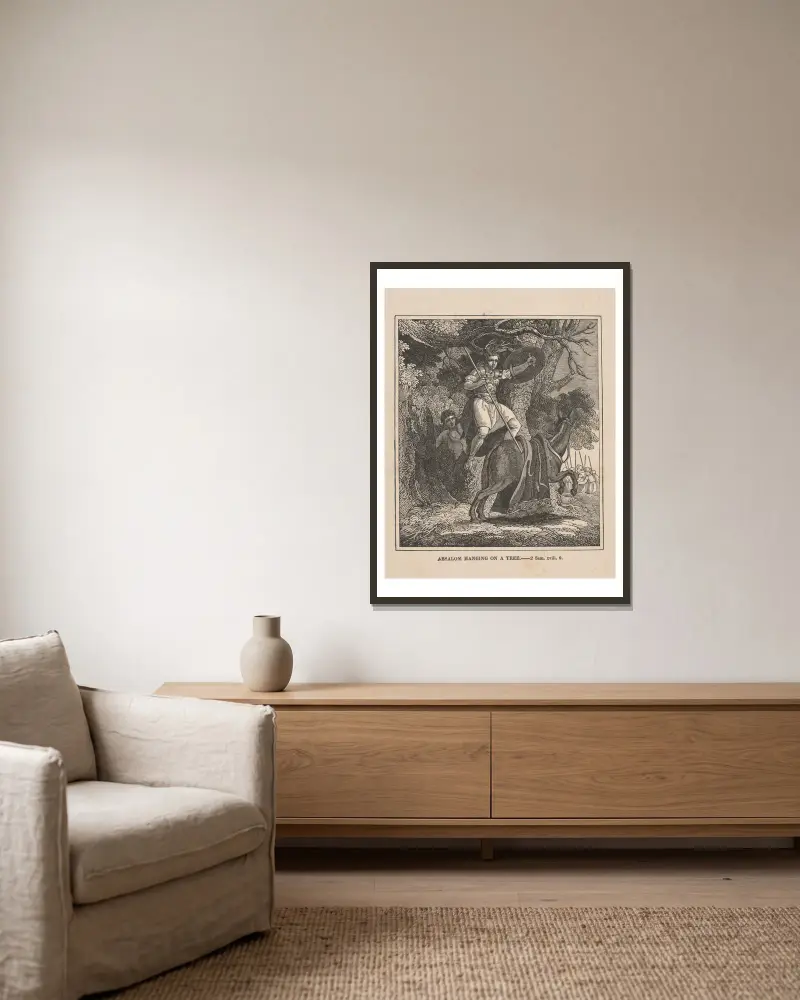 Absalom hängt in einem Baum von Alexander Anderson gerahmt an einer Wand
