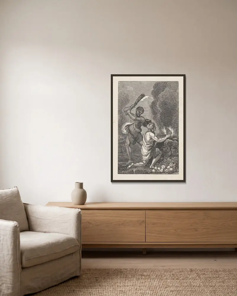 Kain und Abel von Alexander Anderson gerahmt an einer Wand