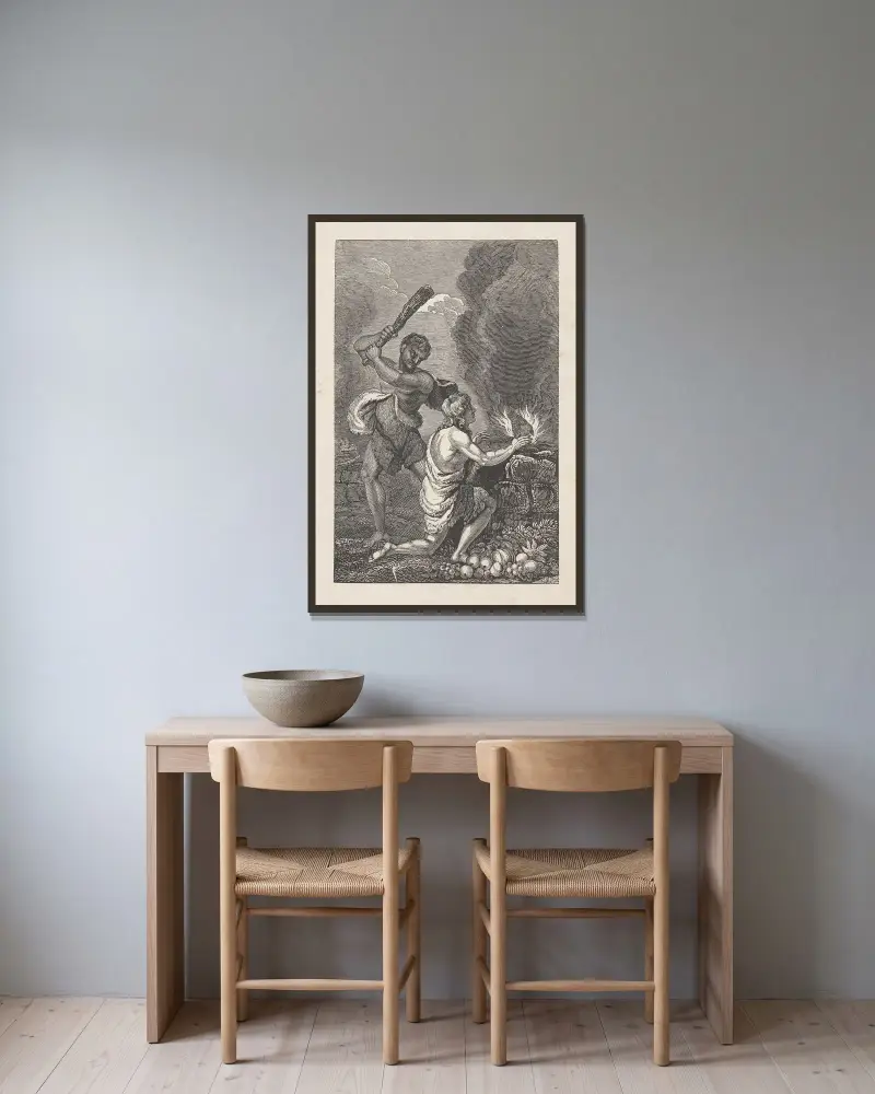 Kain und Abel von Alexander Anderson gerahmt an einer Wand
