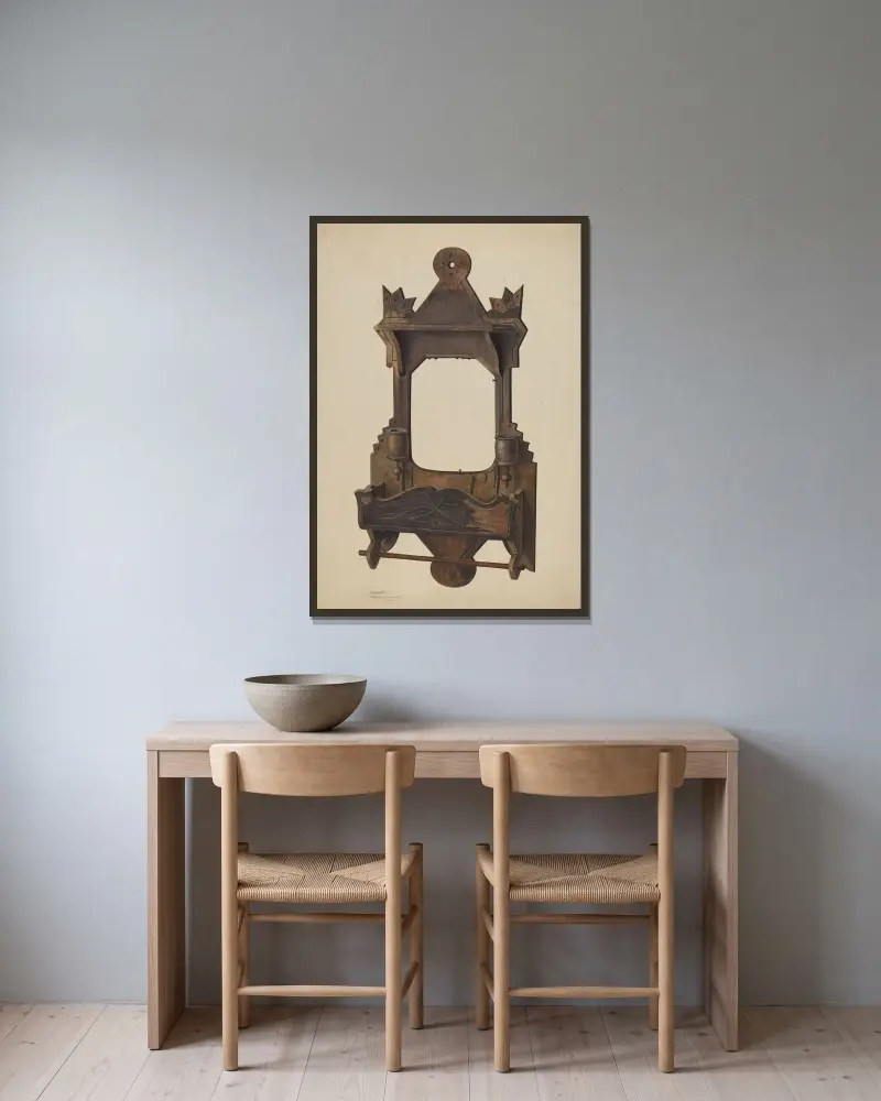 Kamm-Wandvitrine von Alexander Anderson gerahmt an einer Wand