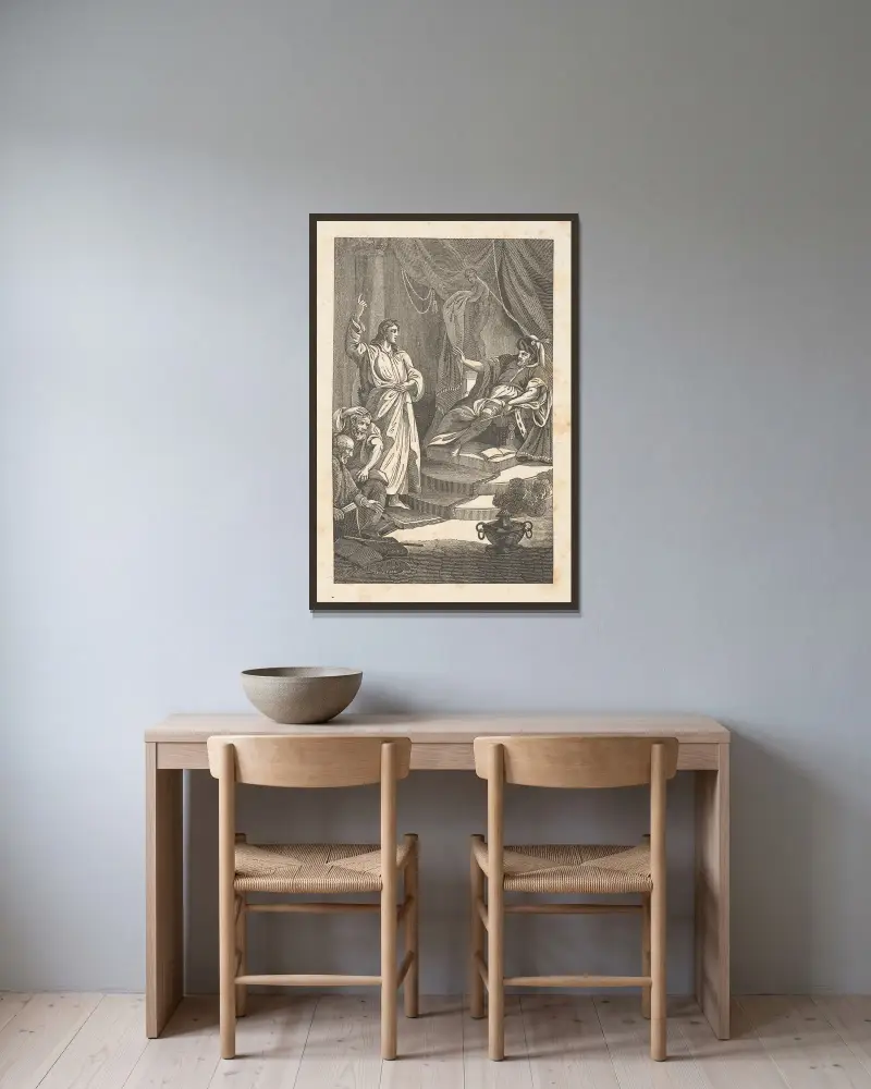 Daniel interpreting Nebuchadnezzar’s dream av Alexander Anderson inramad på en vägg