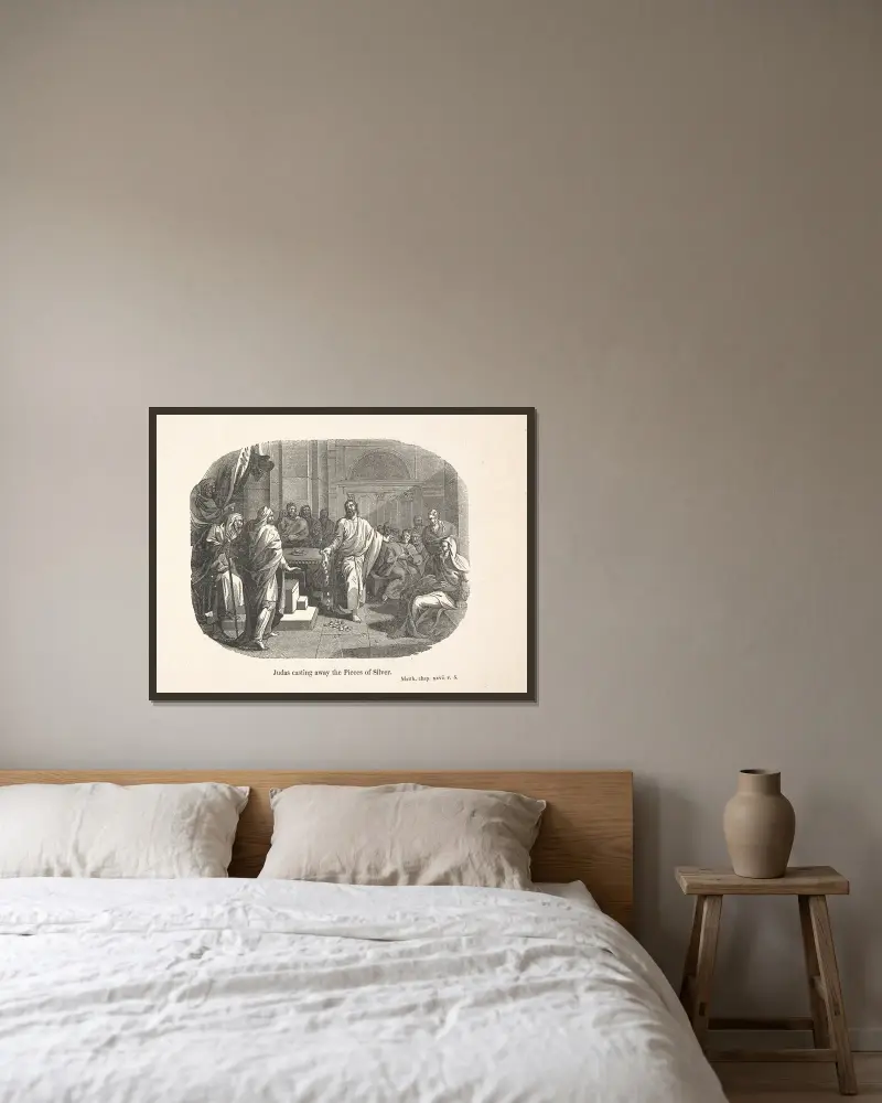 Judas wirft die Silberlinge weg von Alexander Anderson gerahmt an einer Wand