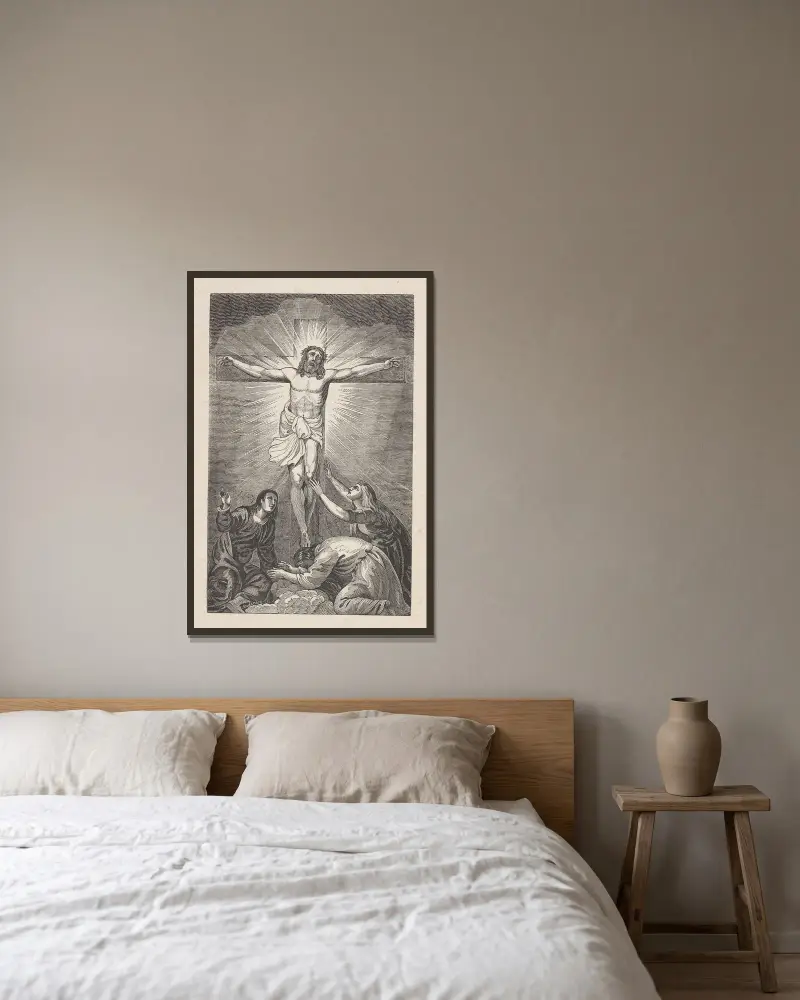 The cross av Alexander Anderson inramad på en vägg