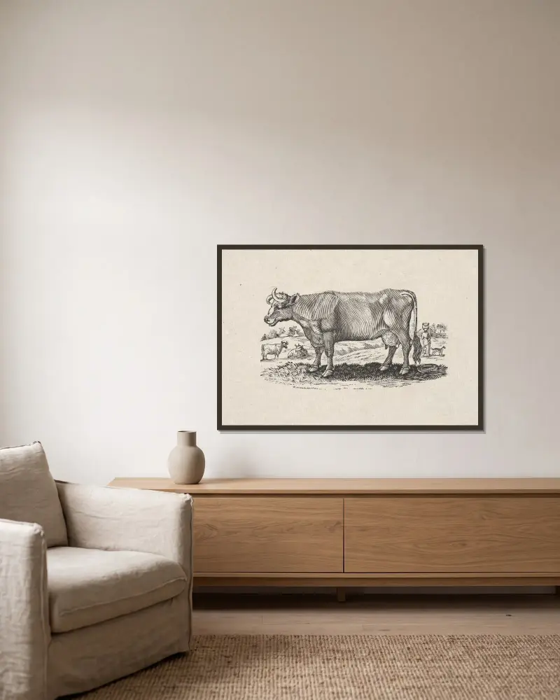 Den holsteinska eller holländska rasen av Alexander Anderson inramad på en vägg