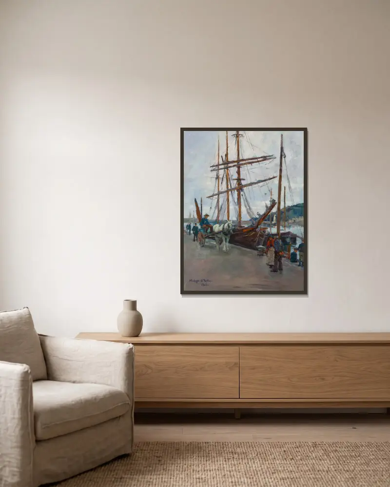 Der Hafen, Newlyn von Stanhope Alexander Forbes gerahmt an einer Wand