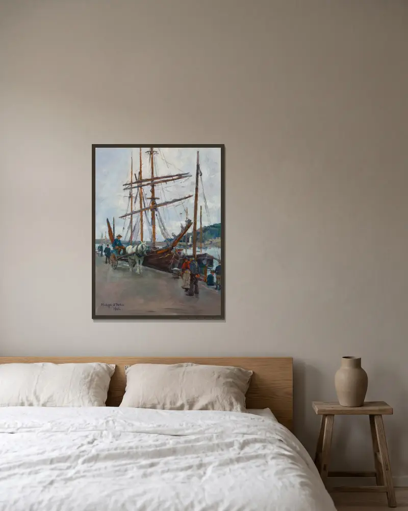 Der Hafen, Newlyn von Stanhope Alexander Forbes gerahmt an einer Wand