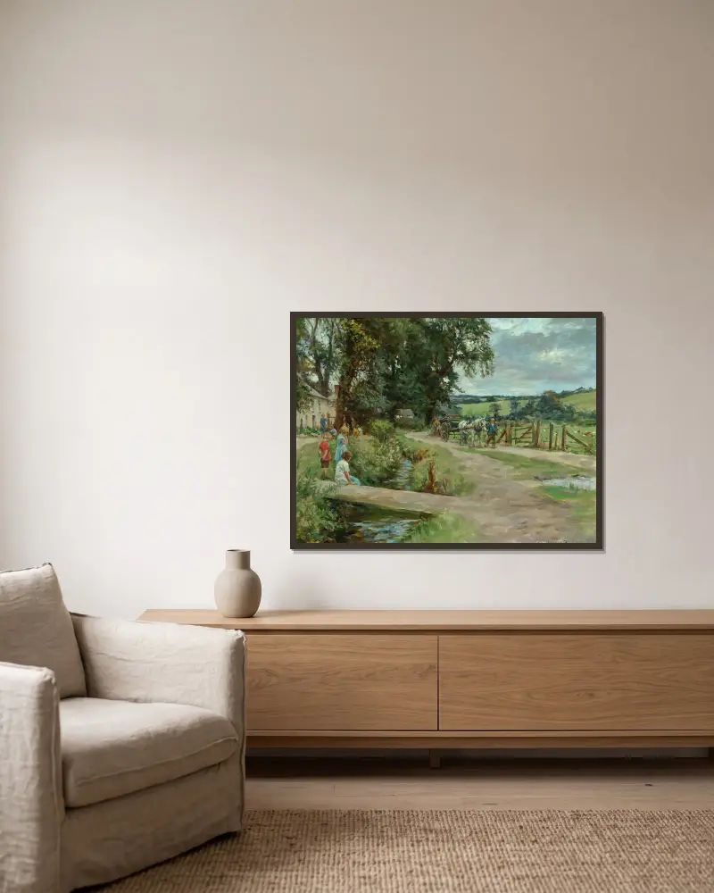 Der Dorfbach von Stanhope Alexander Forbes gerahmt an einer Wand