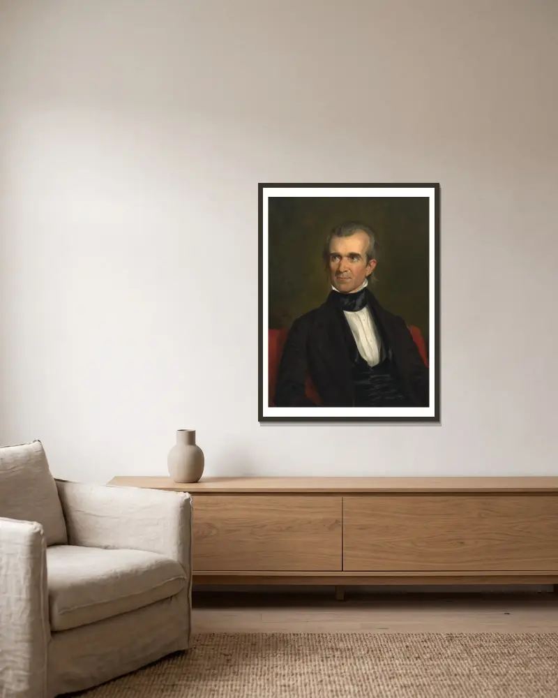 James Knox Polk, 1846 von George Peter Alexander Healy gerahmt an einer Wand