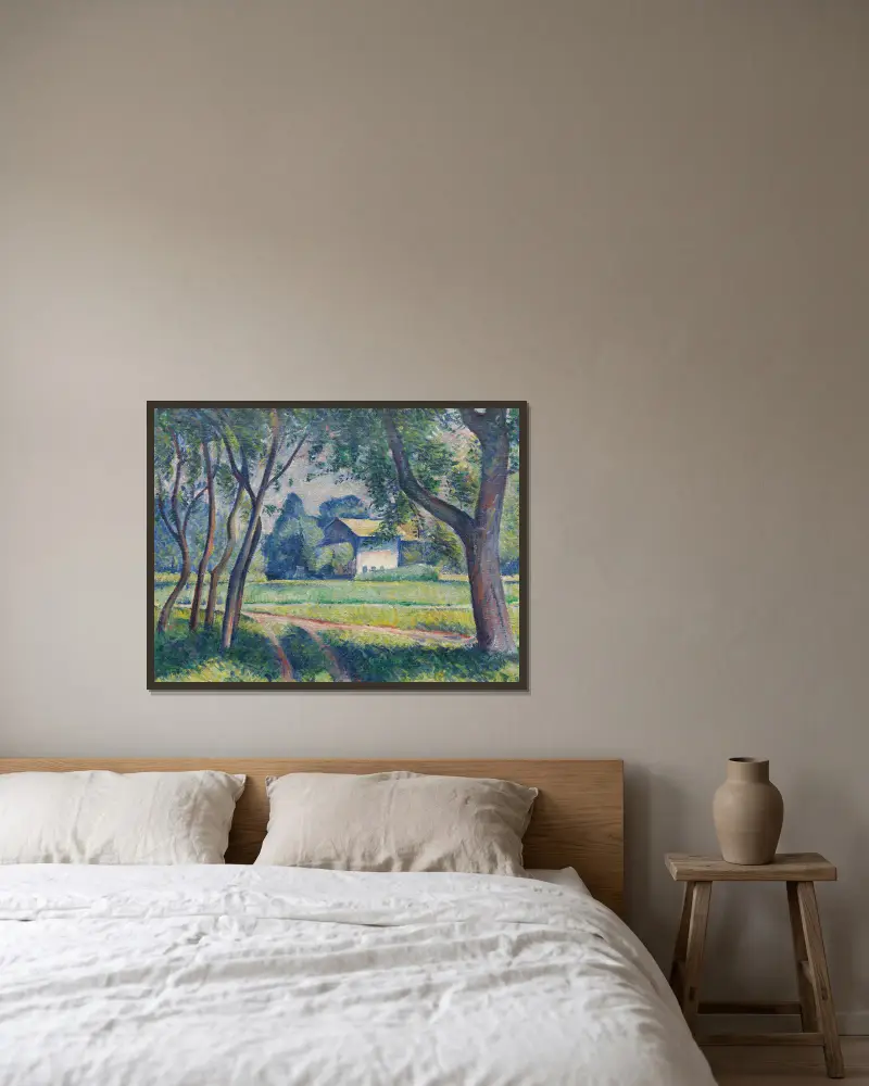 Wiesenlandschaft mit Gehöft av Alexander Kanoldt inramad på en vägg