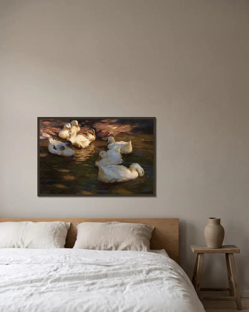 9 Enten im Abendlicht av Alexander Koester inramad på en vägg