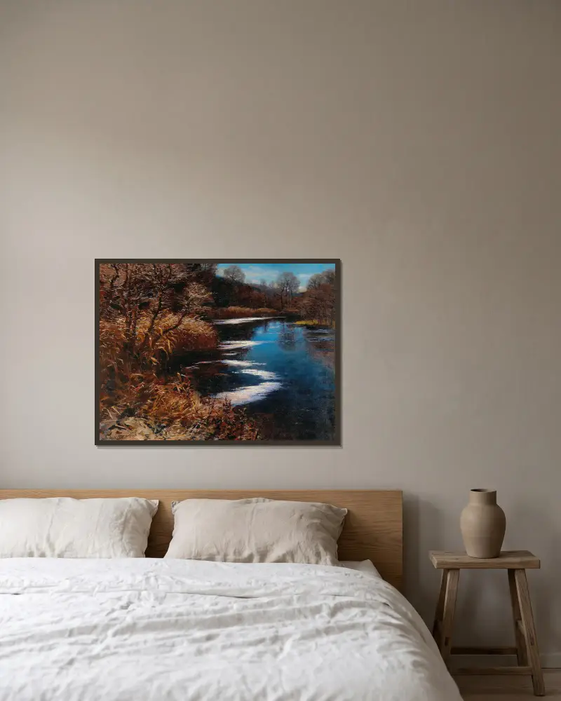 An oxbow lake, Brixen av Alexander Koester inramad på en vägg