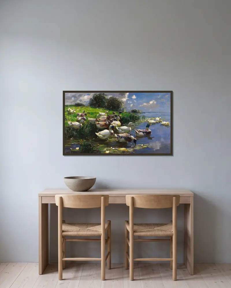 Ankor (Sjölandskap) av Alexander Koester inramad på en vägg