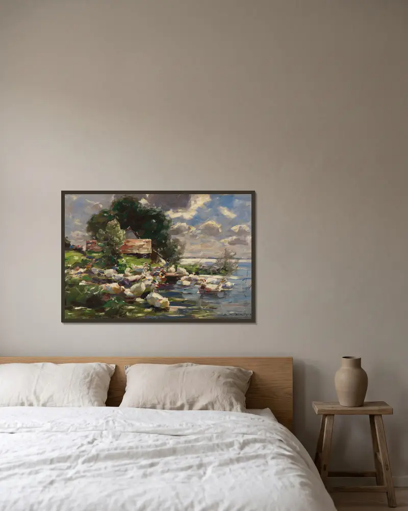 Enten am See av Alexander Koester inramad på en vägg