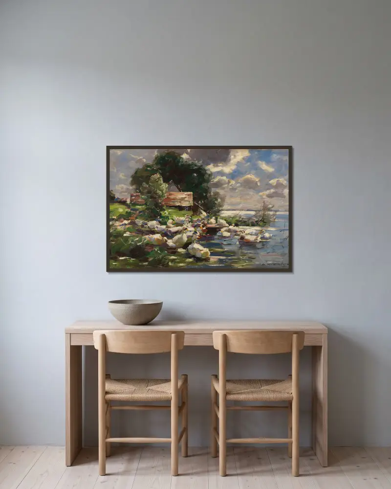 Enten am See av Alexander Koester inramad på en vägg