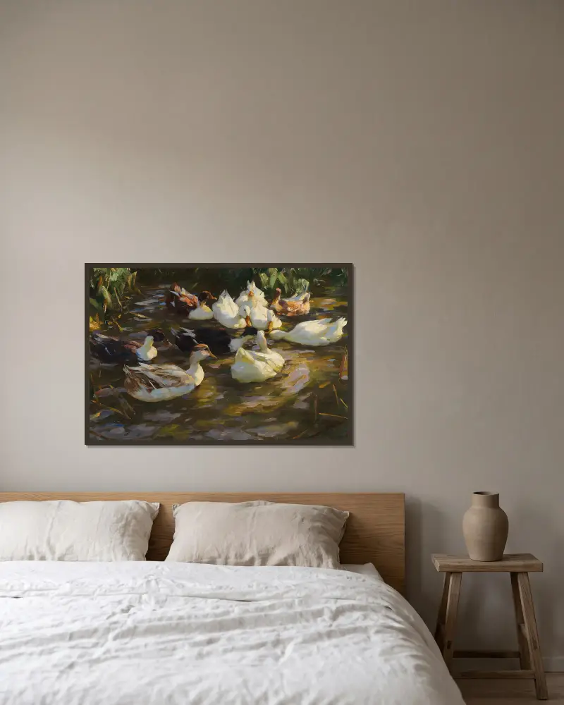 Enten am Teich av Alexander Koester inramad på en vägg