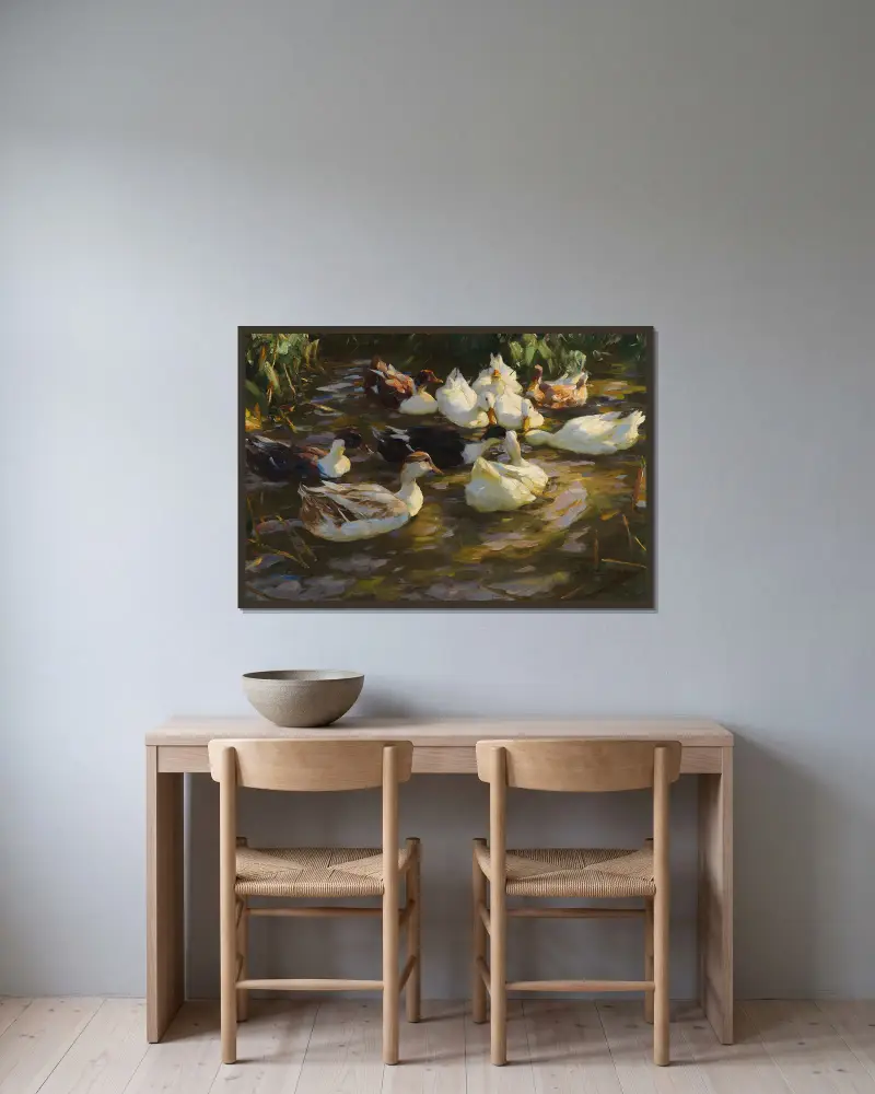 Enten am Teich av Alexander Koester inramad på en vägg