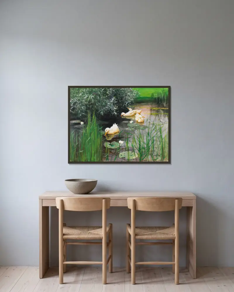 Enten im Seerosenteich av Alexander Koester inramad på en vägg