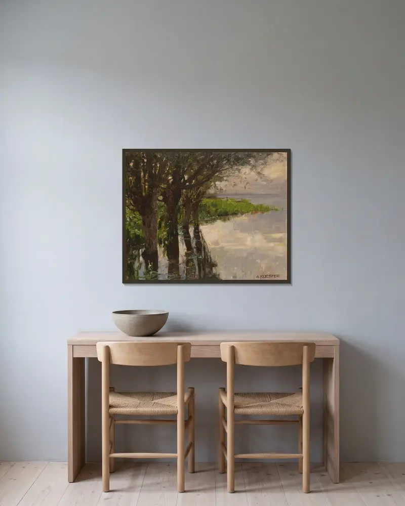 Reichenau, Weiden am See, Sonne av Alexander Koester inramad på en vägg