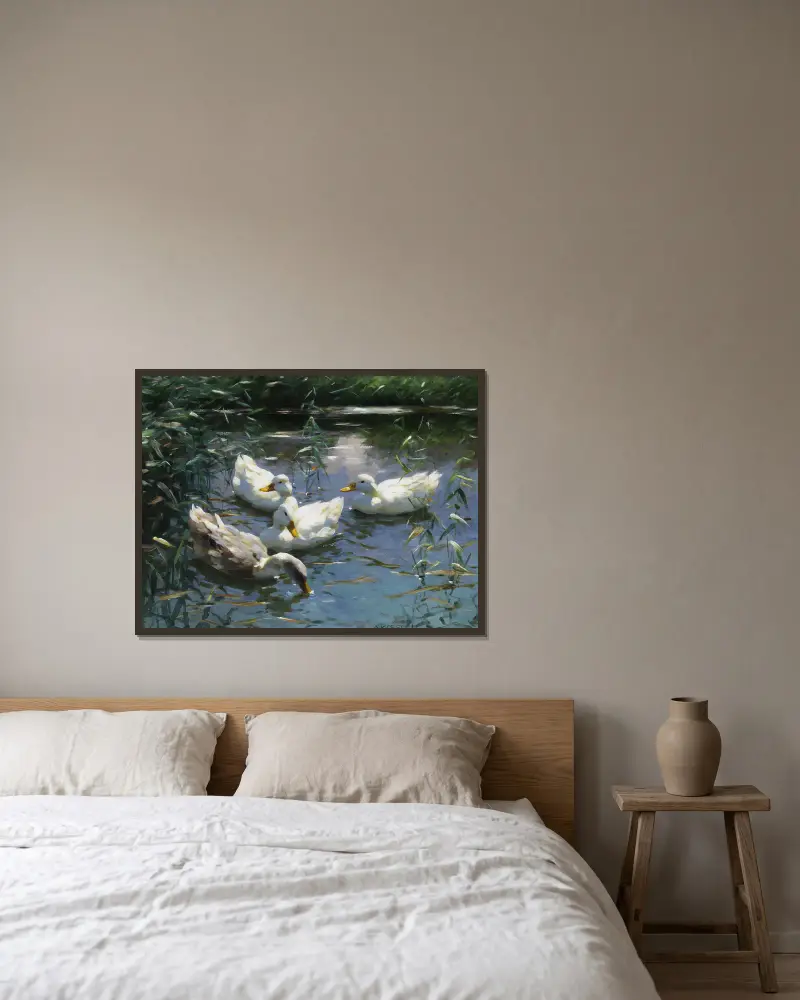 Vier Enten im Teich av Alexander Koester inramad på en vägg