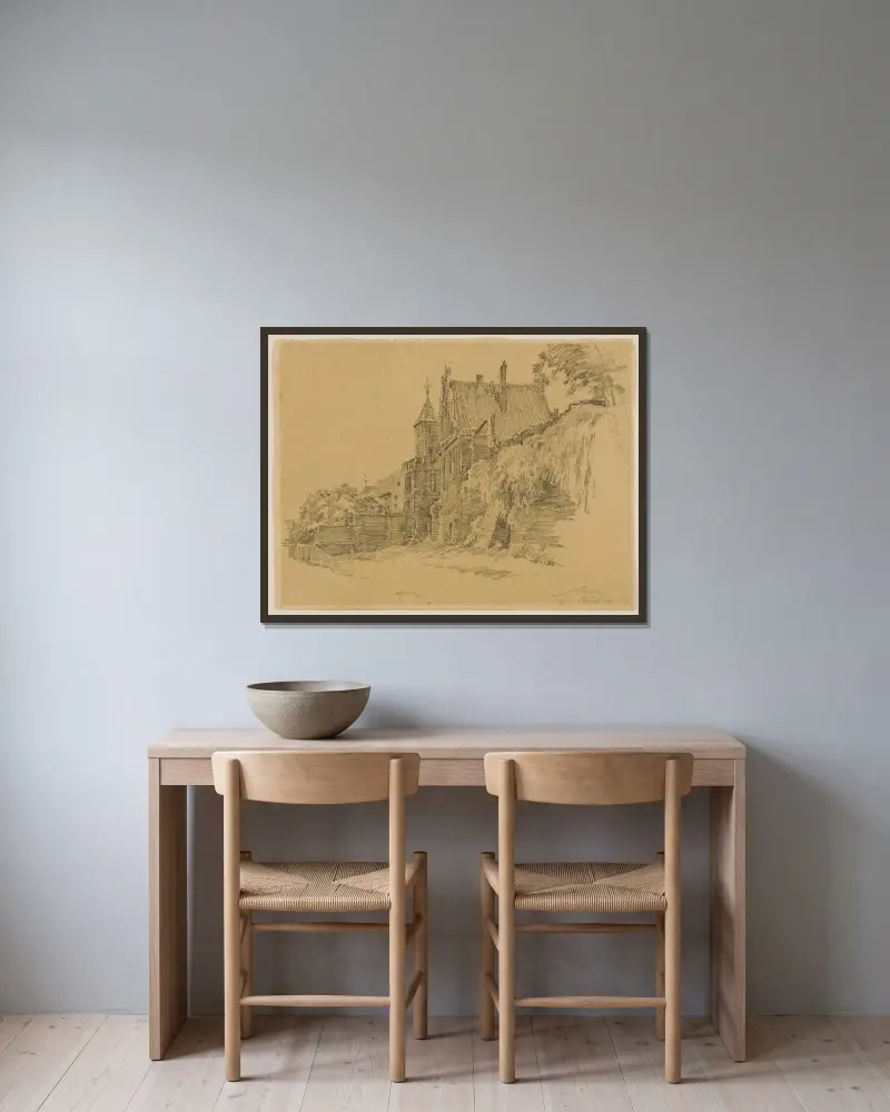 Hof der Bruderschaft des Heiligen Georg in Toruń von Alexander Mann gerahmt an einer Wand